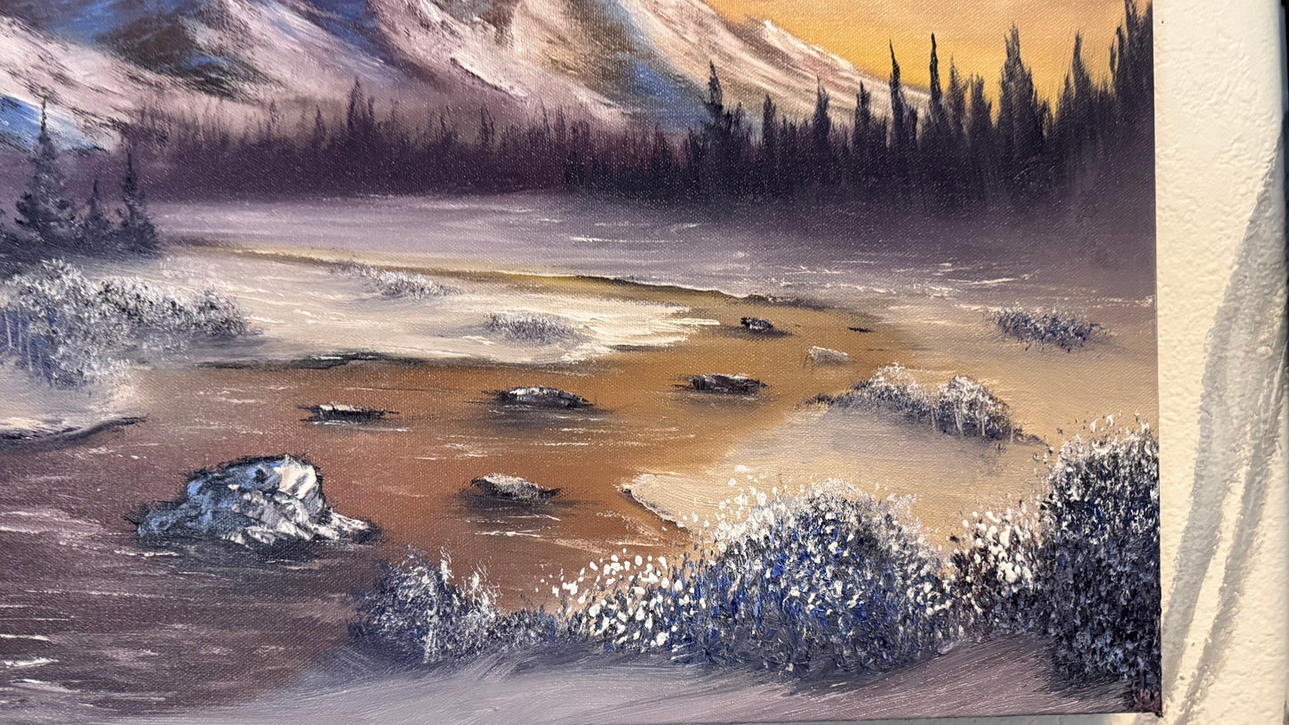 Painting #2260 - 15x30" Pro Series Canvas - Mountain River Landscape painted 1-29-26