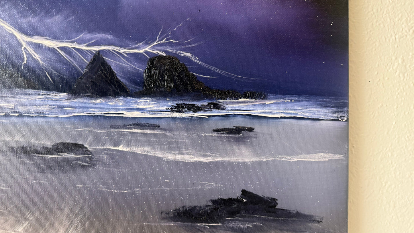 Painting #2153 - 16x20" Canvas - Night Seascape painted 11-18-25