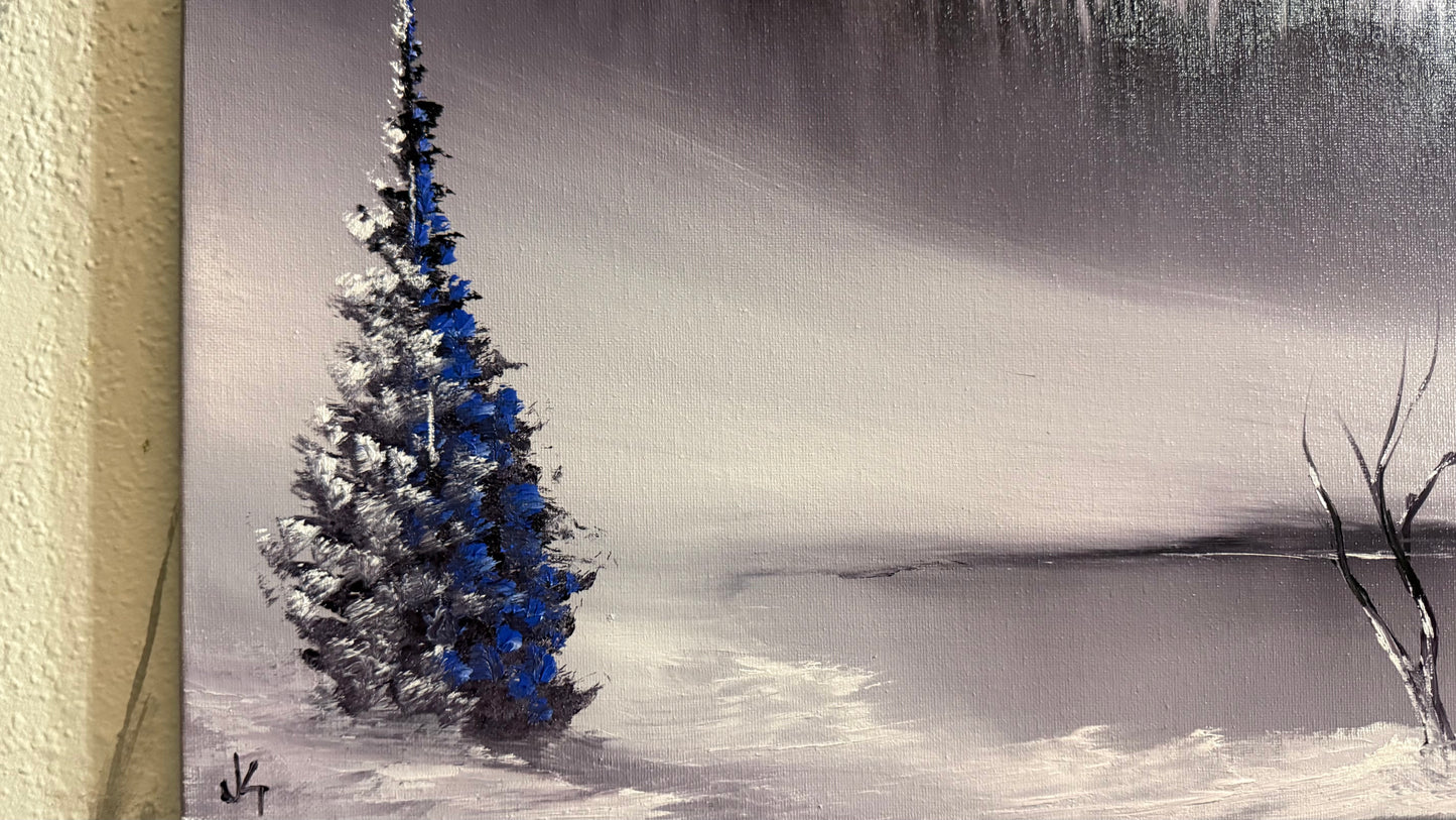 Painting #2234 - 20x24" Canvas - Winter Landscape painted 1-12-26