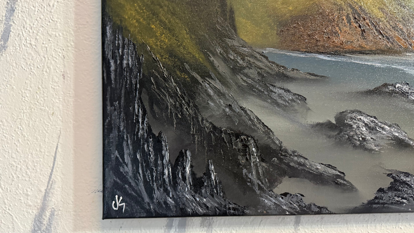 Painting #2416 - 20x24" Framed Canvas - Pacific Northwest Seascape painted 4-28-26