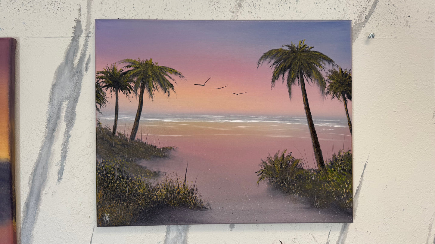 Painting #2241 - 16x20" Canvas - Sunset Seascape painted 1-17-26