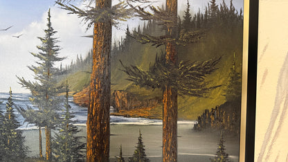 Painting #2405 - 20x24" Framed Canvas - Pacific Northwest Seascape painted 4-21-26