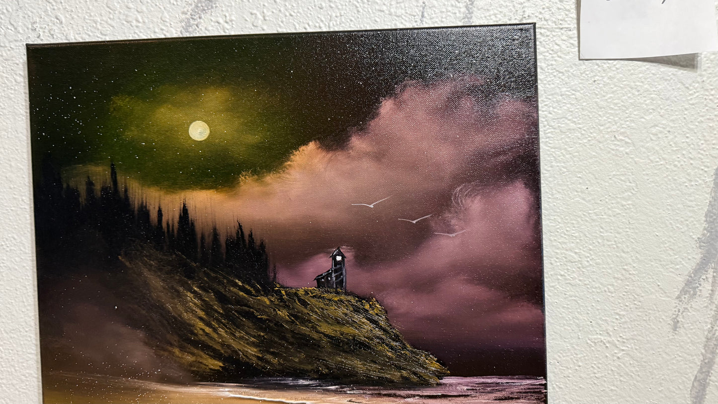Painting #2413 - 16x20" Canvas - Golden Oregon Coast painted 4-26-26
