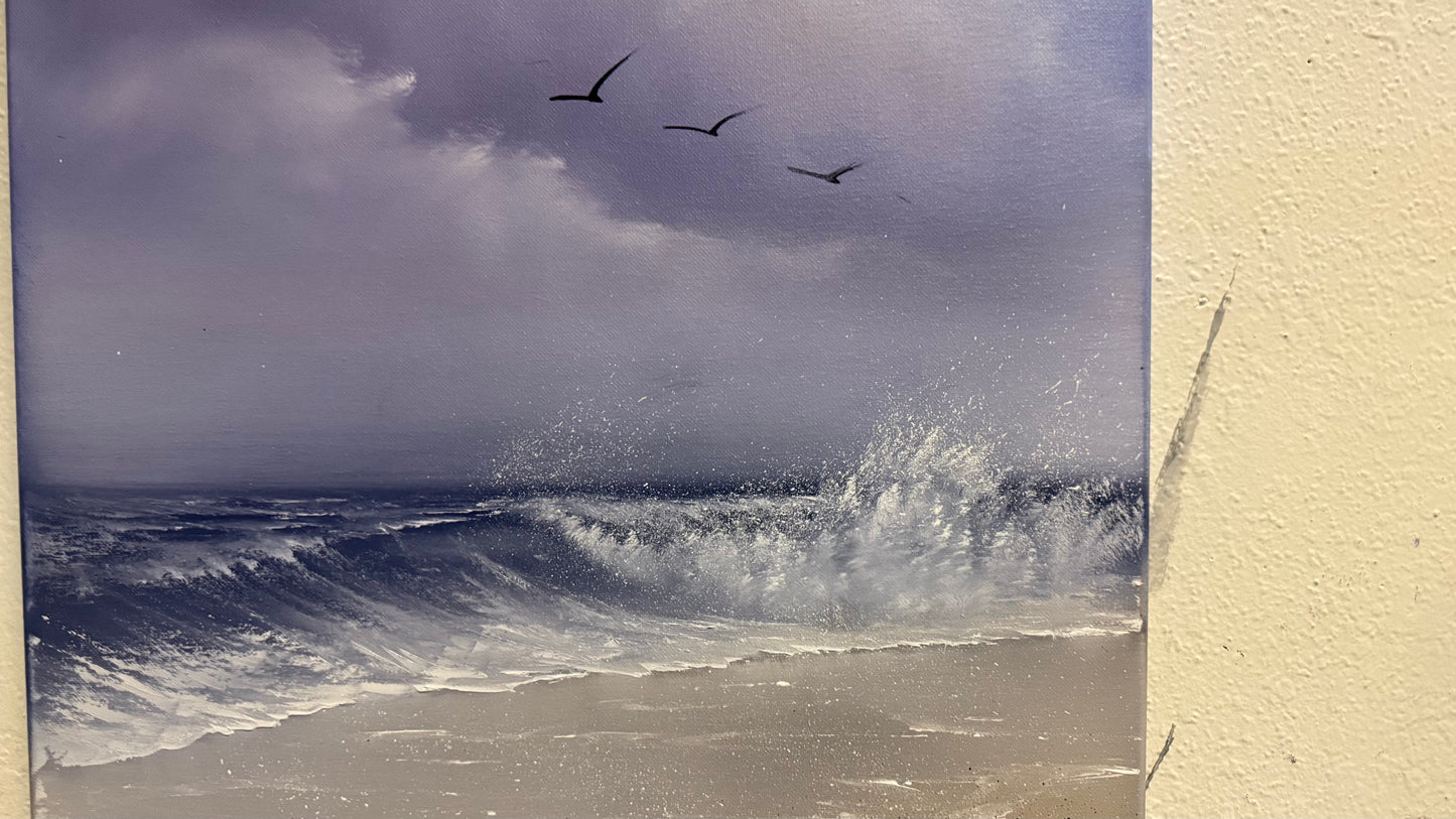 Painting #2169 - 18x24" Canvas - Crashing Wave Seascape painted 12-4-25