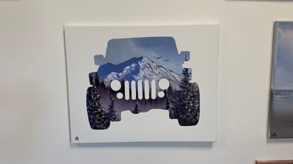 Painting #2544 - 16x20" Canvas - Jeep - Sunset Mountain Landscape painted 8-8-26