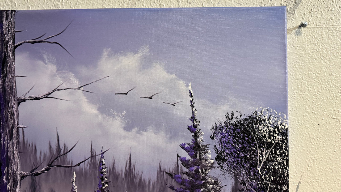 Painting #2233 - 20x24" Canvas - Winter Landscape painted 1-11-26