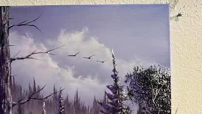 Painting #2233 - 20x24" Canvas - Winter Landscape painted 1-11-26