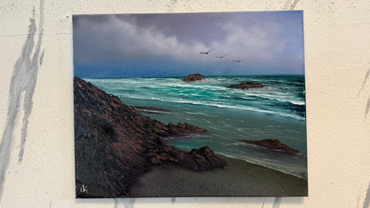 Painting #2225 - 16x20" Canvas - Angler's Coast Seascape painted 1-8-26