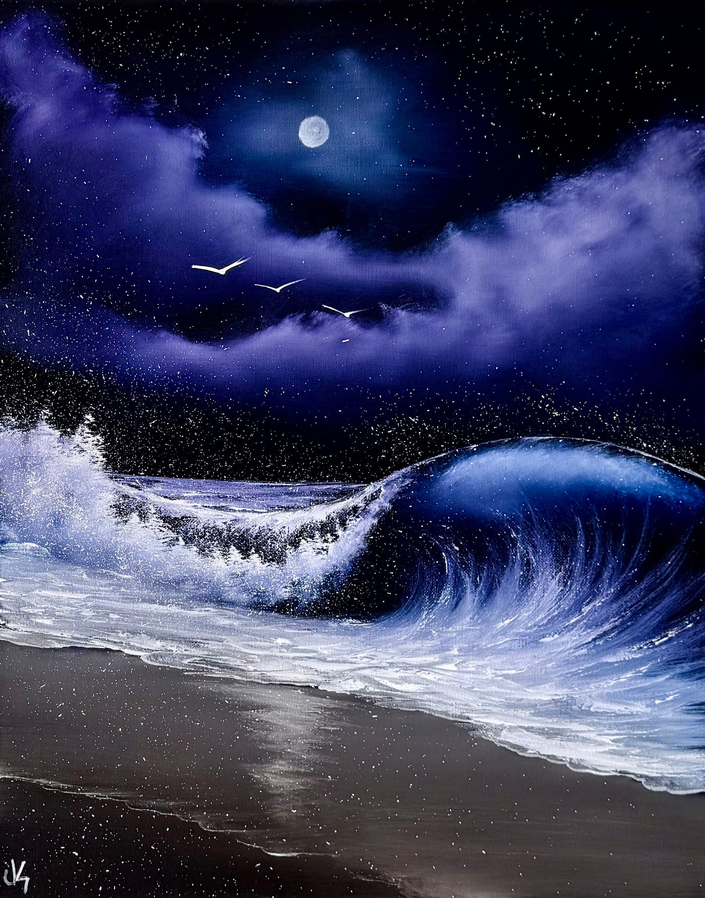 Painting #2467 - 16x20" Canvas - Crashing Wave Seascape painted 5-30-26