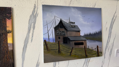 Painting #2418 - 20x24" Canvas - Boat & Bait Seascape painted 4-29-26
