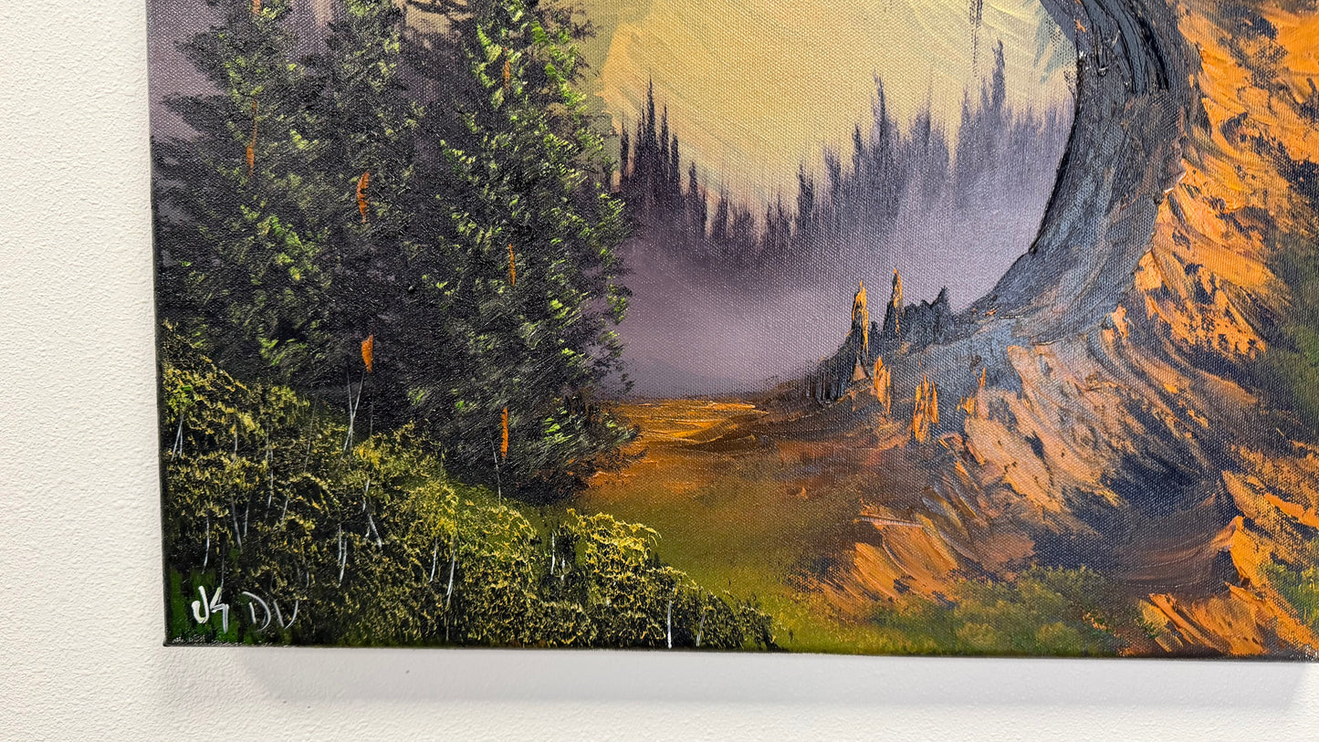 Painting #2562 - 16x20" Canvas - Acrylic and Oil Landscape with Josh and Dani painted 8-23-26