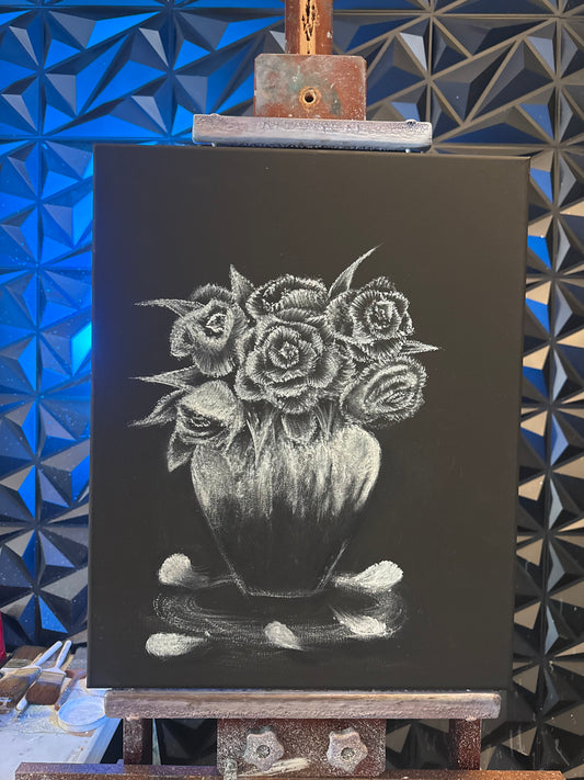 Painting #2275 - 16x20" Canvas - Rose Bouquet painted 2-6-26