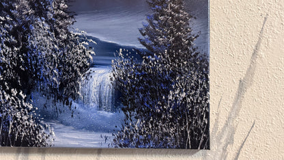 Painting #2252 - 16x20" Canvas - Full Moon Mountain Landscape painted 1-23-26