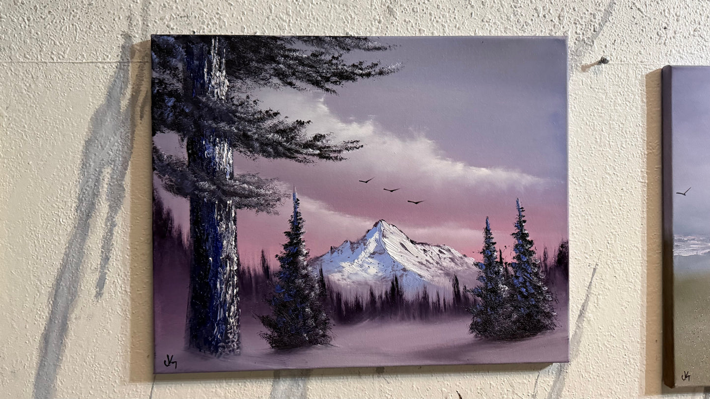 Painting #2453 - 16x20" Canvas - Sunrise Winter Landscape painted 5-22-26