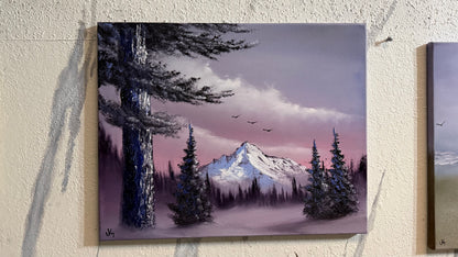 Painting #2453 - 16x20" Canvas - Sunrise Winter Landscape painted 5-22-26