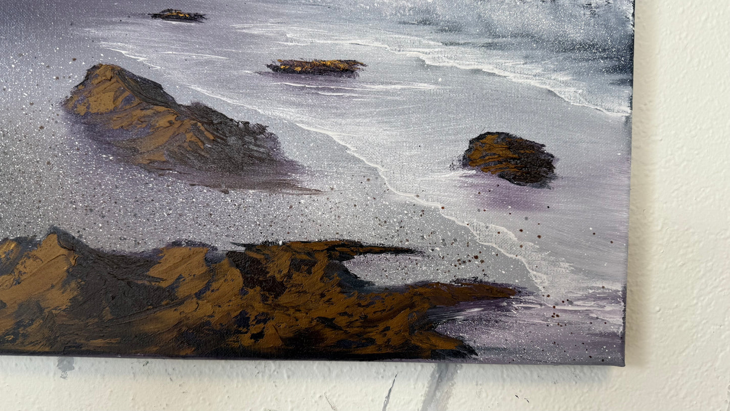 Painting #2067 - 16x20" Canvas - Heceta Beach Seascape painted 9-21-25