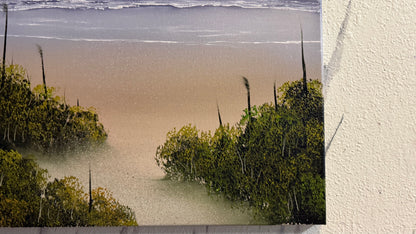 Painting #2319 - 20x24" Canvas - Cattails Seascape painted 3-6-26