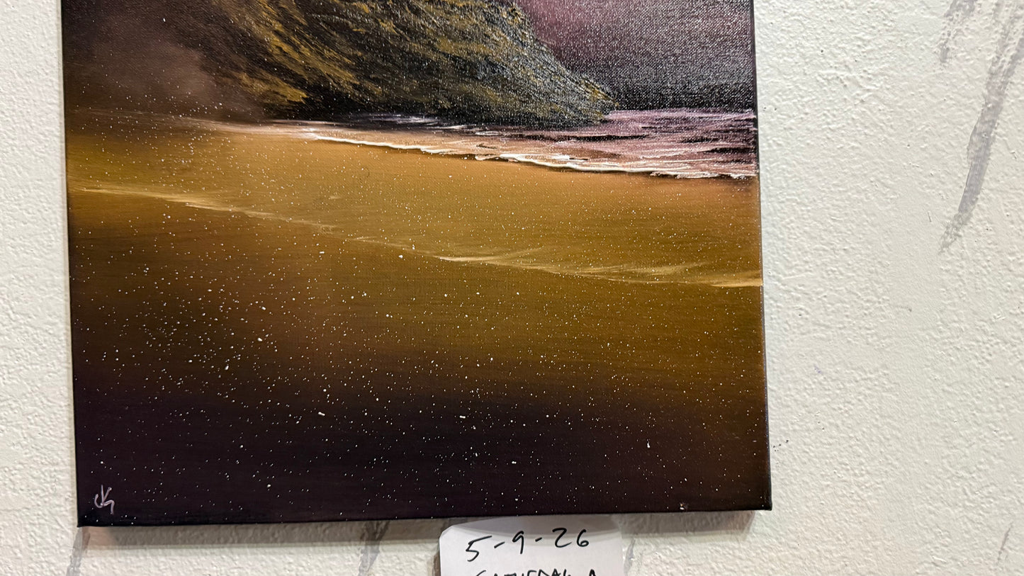 Painting #2413 - 16x20" Canvas - Golden Oregon Coast painted 4-26-26