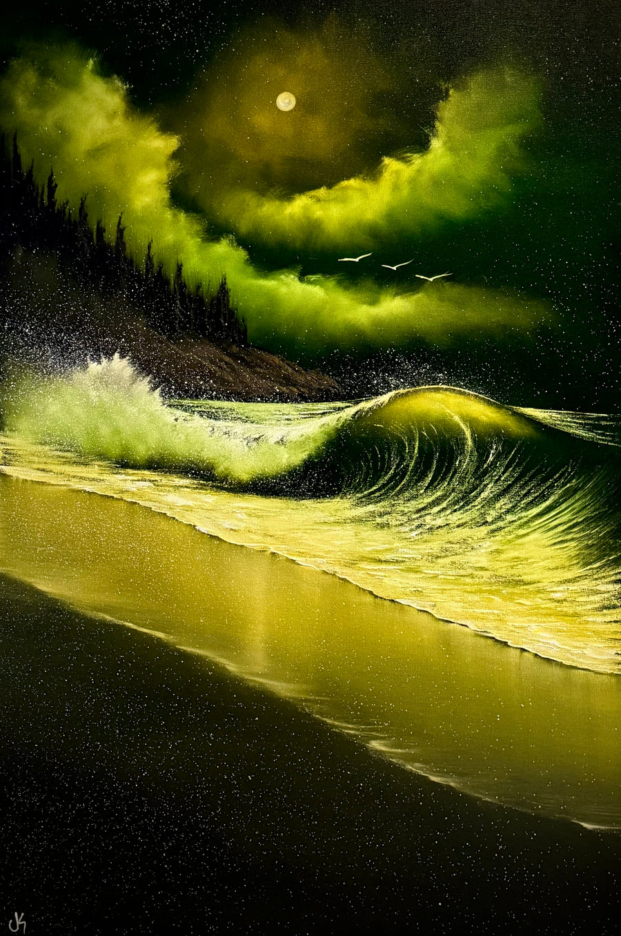 Painting #2352 - 24x36" Pro Series Canvas - Crashing Wave Seascape painted 3-23-26