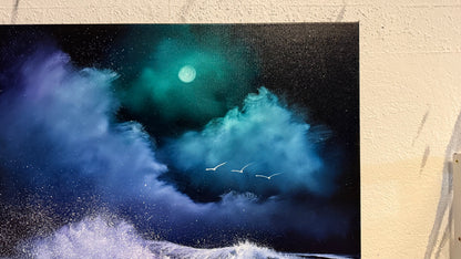 Painting #2190 - 24x30" Canvas - Crashing Wave Seascape painted 12-15-25