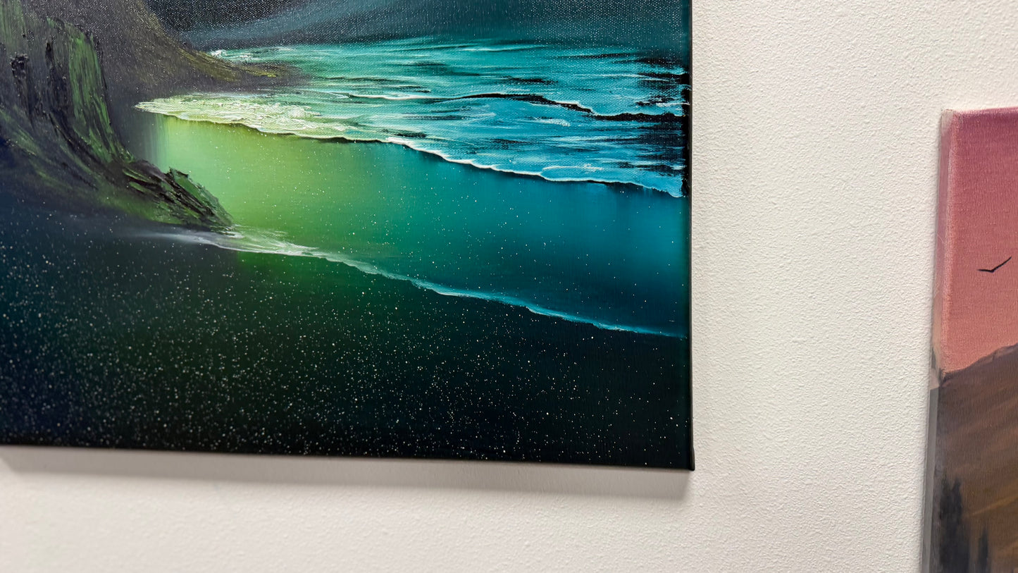 Painting #2569 - 22x28" Canvas - Night Seascape painted on 8-27-26