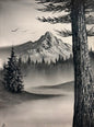 Painting #2316 - 18x24" Canvas - Black and White Winter Landscape painted 3-5-26