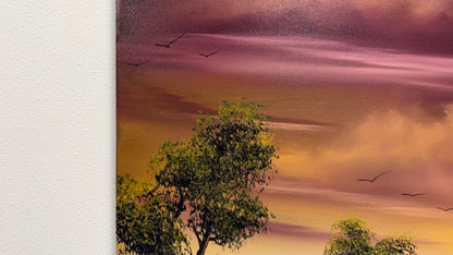 Painting #2642 - 20x24" Canvas - Sunset Landscape painted 10-9-26