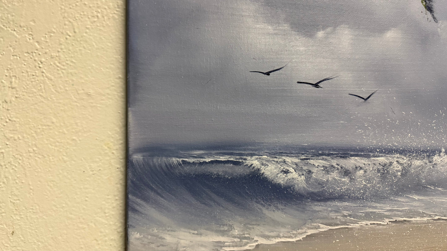 Painting #2186 - 16x20" Canvas - Day Time Seascape painted 12-13-25