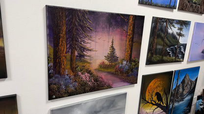 Painting #2654 - 22x28" Canvas - Sunset Forest Landscape painted 10-18-26