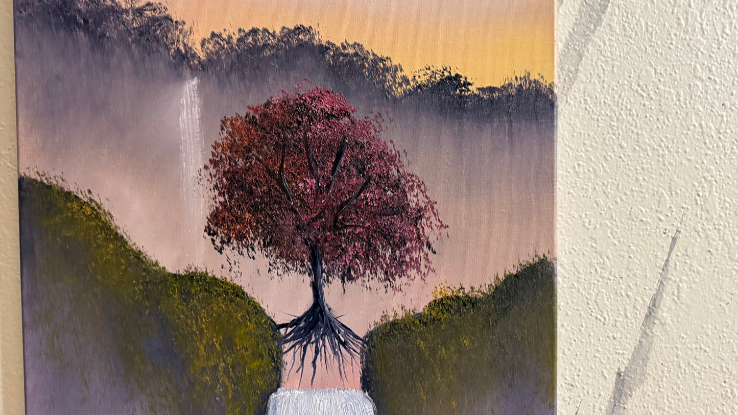 Painting #2349 - 16x20" Canvas - Jungle Waterfall painted 3-21-26