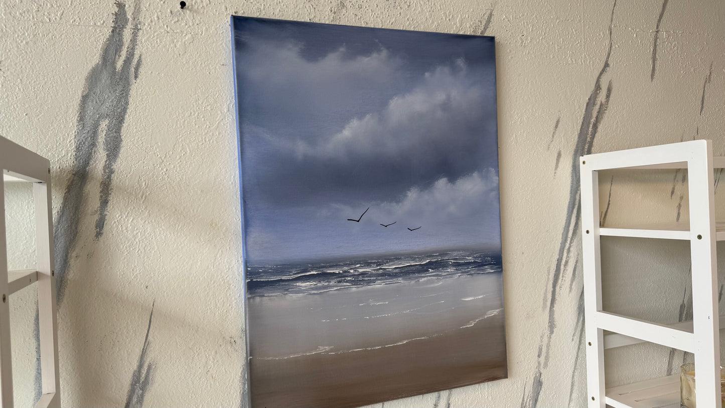 Painting #2116 - 18x24" Canvas - Stormy Seascape painted 10-25-25