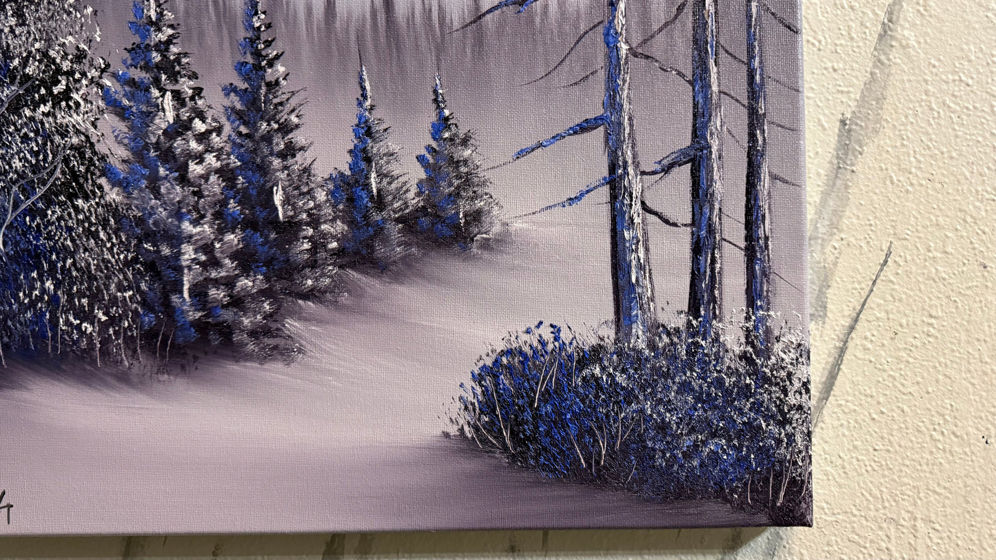 Painting #2257 - 18x24" Canvas - Winter Landscape painted 1-25-26