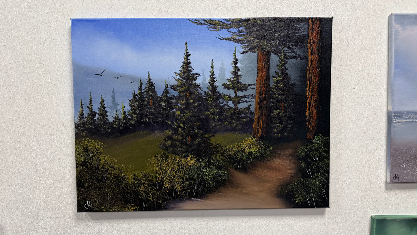 Painting #2580 - 18x24" Canvas - Mt Rainier Forest Landscape painted 9-4-26