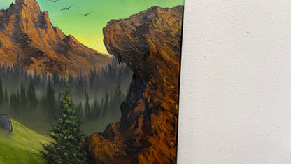Painting #2556 - 18x24" Canvas - Sunset Mountain Landscape painted 8-19-26
