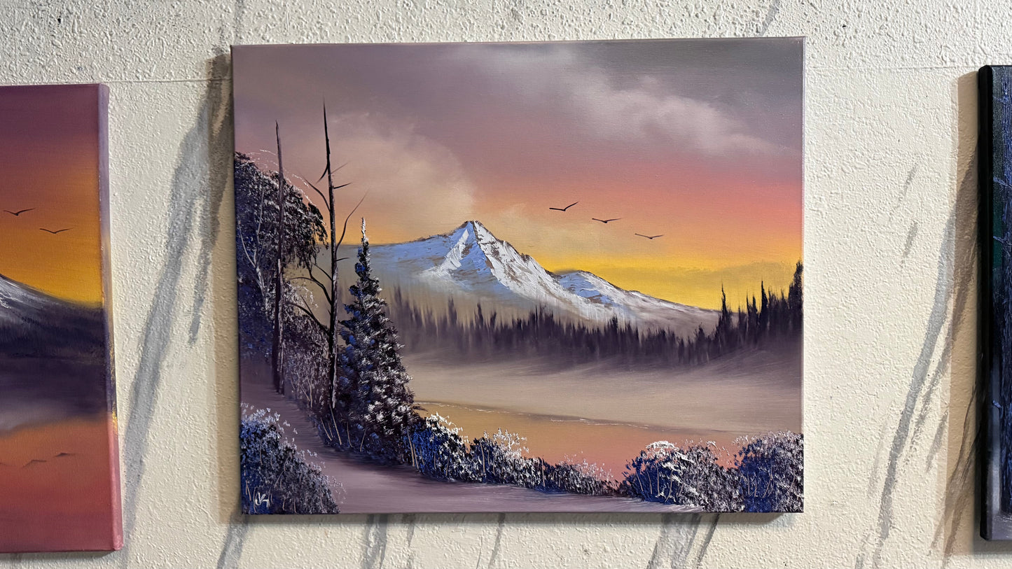 Painting #2290 - 20x24" Canvas - Winter Landscape painted 2-15-26