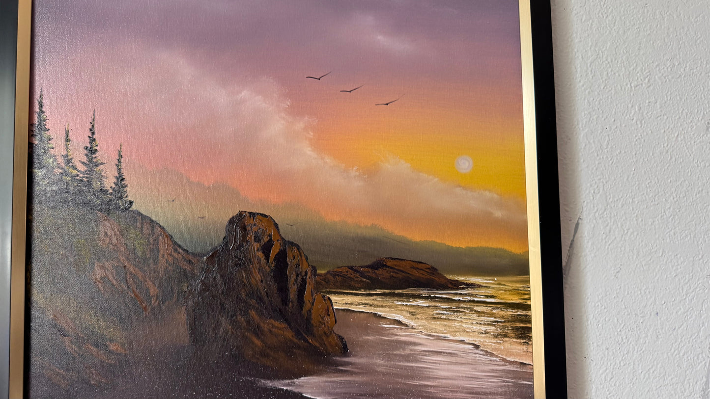 Painting #2438 - 20x24" Framed Canvas - West Coast Seascape painted 5-15-26