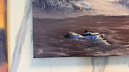 Painting #2260 - 15x30" Pro Series Canvas - Mountain River Landscape painted 1-29-26