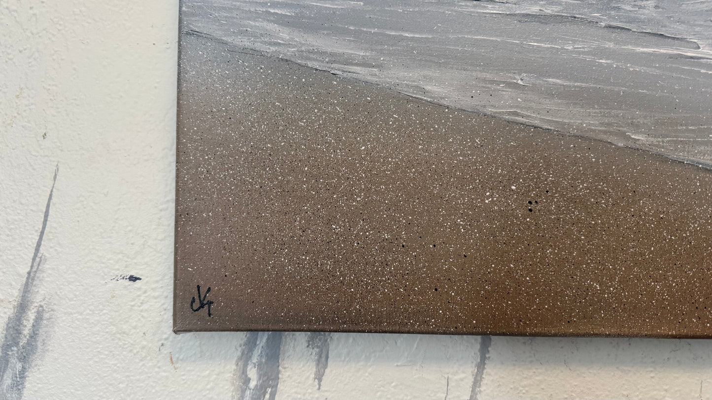 Painting #2330 - 16x20" Canvas - Crashing Waves Seascape painted 3-12-26