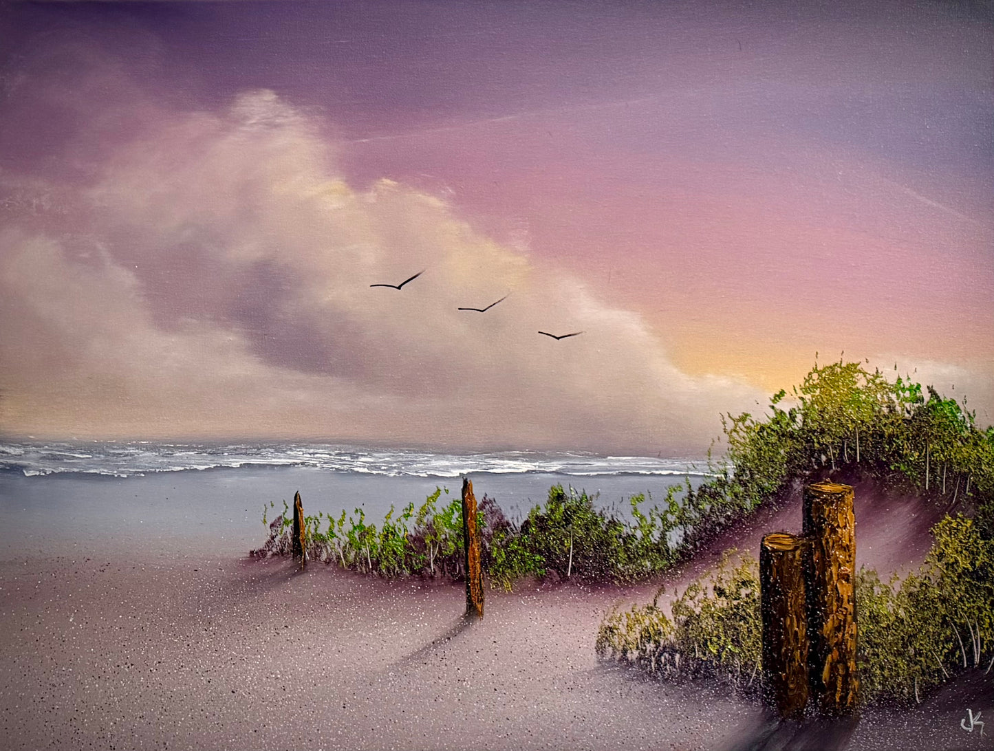 Painting #2482 - 18x24" Canvas - Sunset Seascape painted 6-11-26