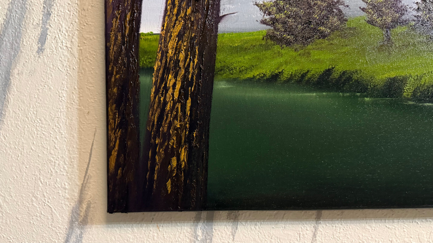 Painting #2312 - 20x24" Canvas - River Landscape painted 2-28-26