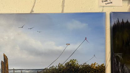 Painting #2419 - 16x20" Canvas - Kite Flying Seascape painted 4-30-26