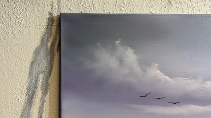 Painting #2319 - 20x24" Canvas - Cattails Seascape painted 3-6-26