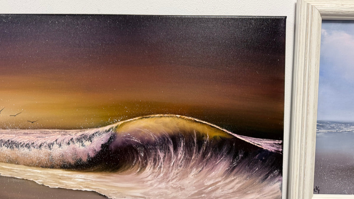 Painting #2614 - 20x36" Stage 2 Canvas - Night Seascape painted 9-21-26