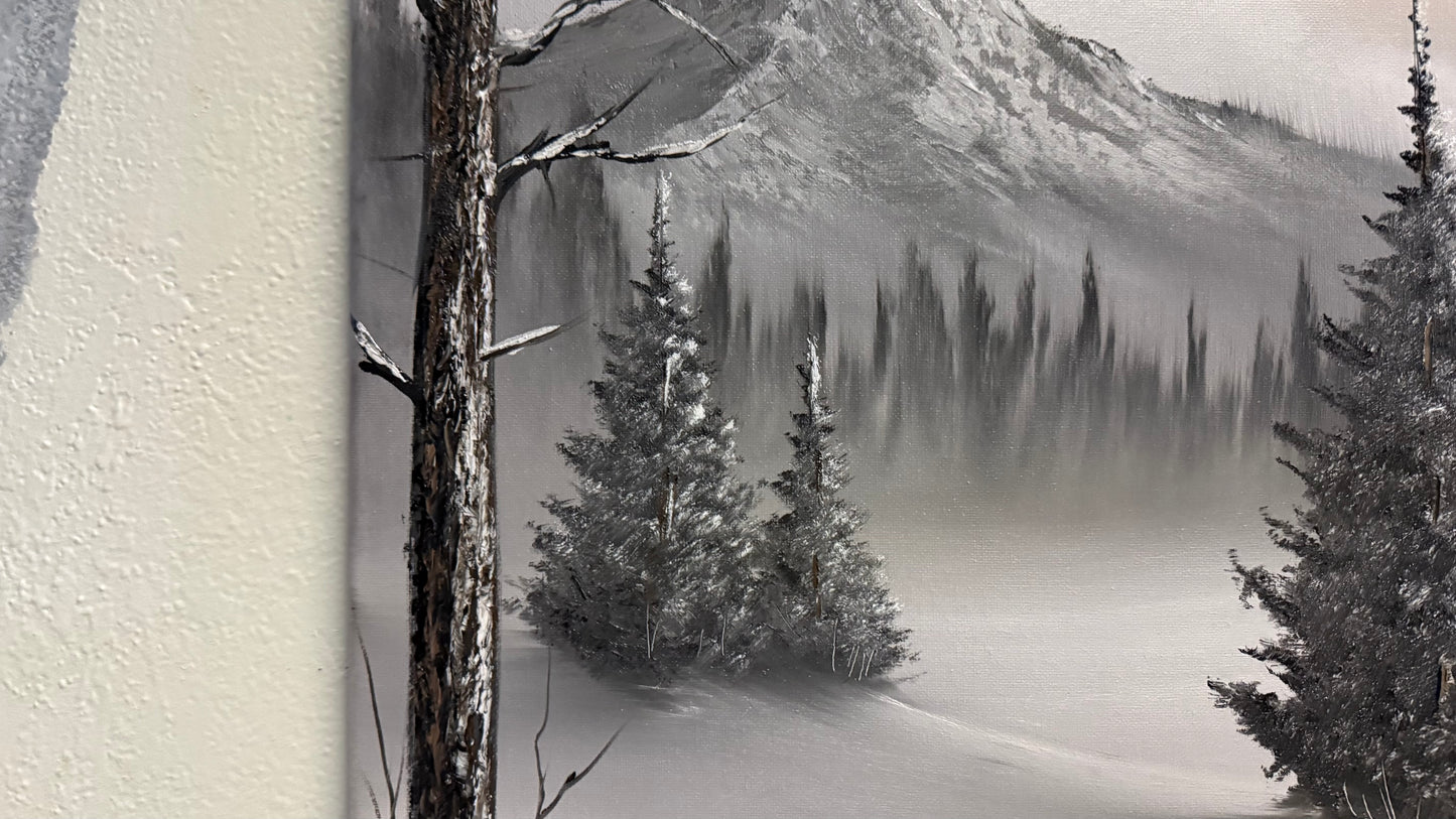 Painting #2167 - 16x20" Canvas - Winter Landscape painted 12-1-25