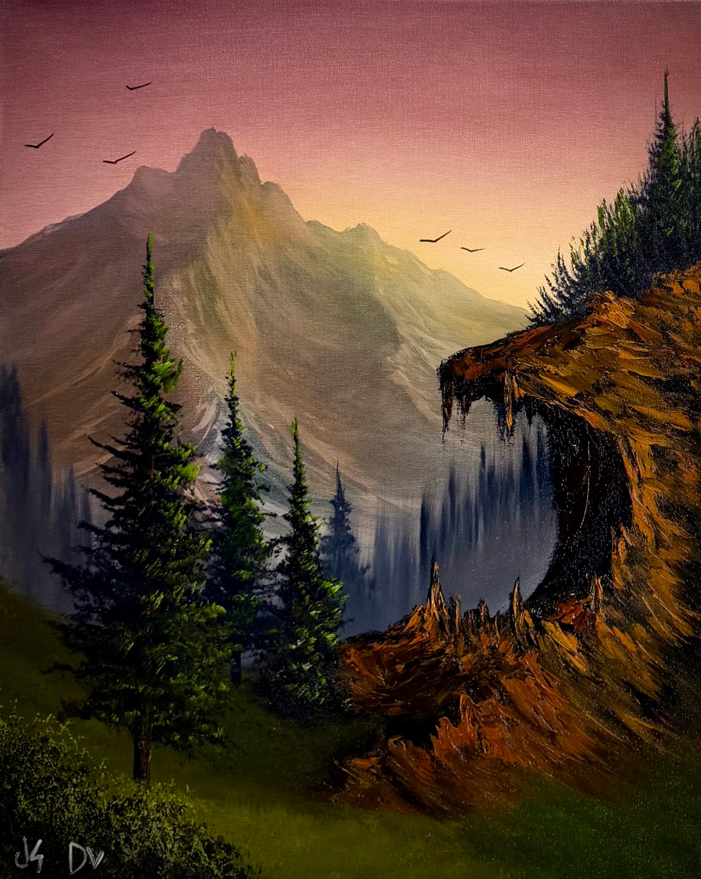 Painting #2561 - 16x20" Canvas - Acrylic and Oil Landscape with Josh and Dani painted 8-23-26