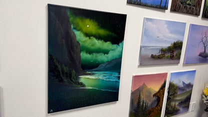 Painting #2569 - 22x28" Canvas - Night Seascape painted on 8-27-26