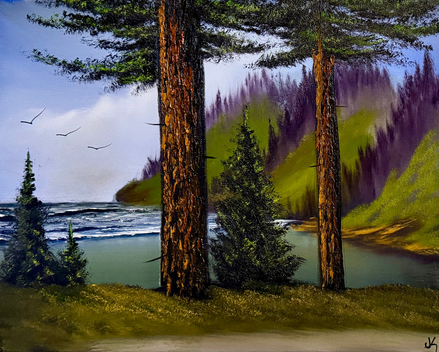 Painting #2454 - 16x20" Canvas - Oregon Coast Seascape painted 5-23-26