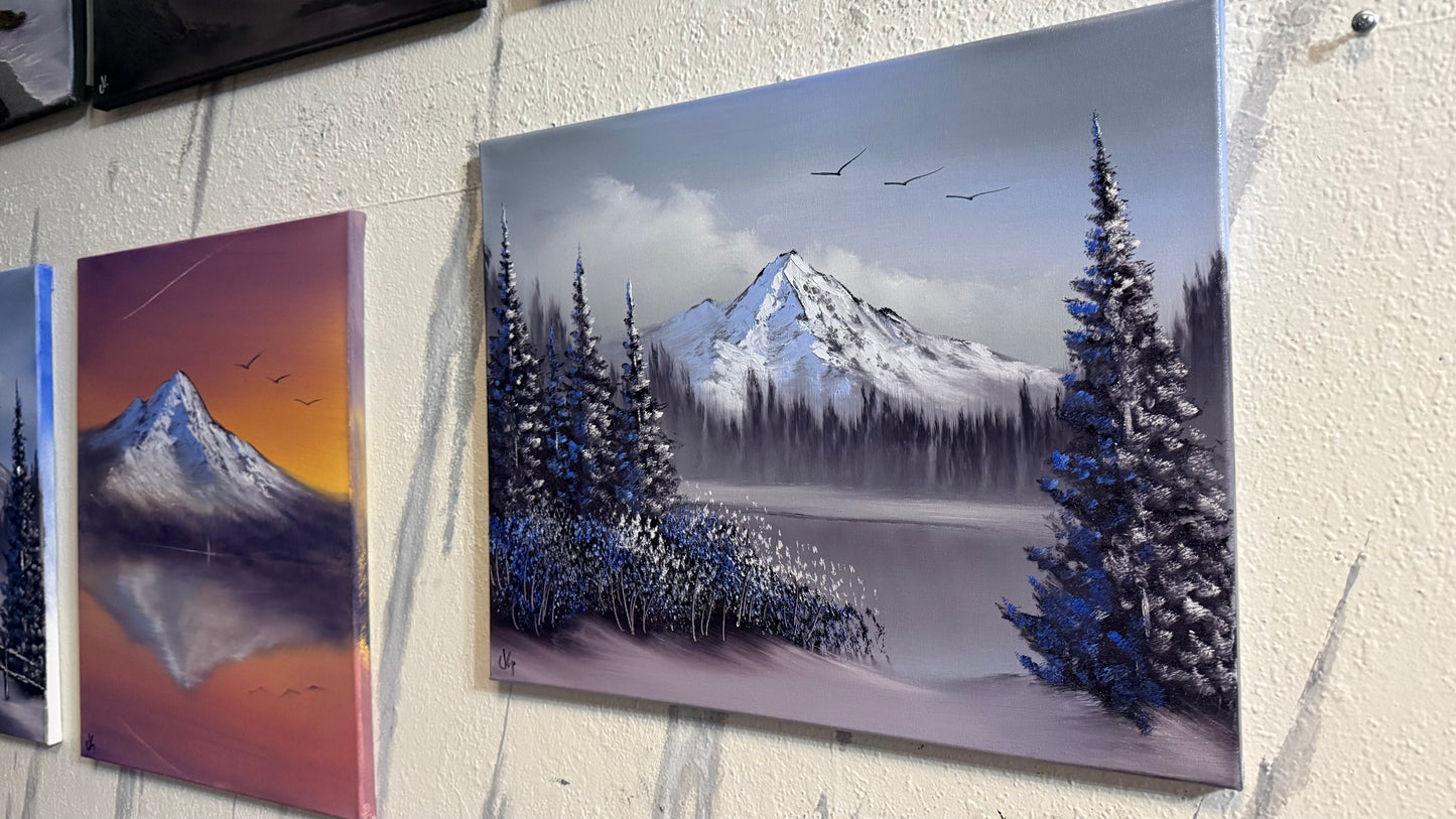 Painting #2272 - 16x20" Canvas - Winter Landscape painted 2-5-26
