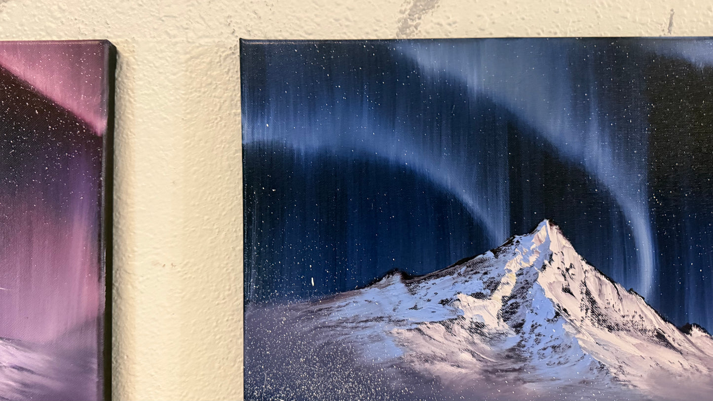 Painting #2380 - Aurora Mountain Seascape with Cross painted 4-7-26