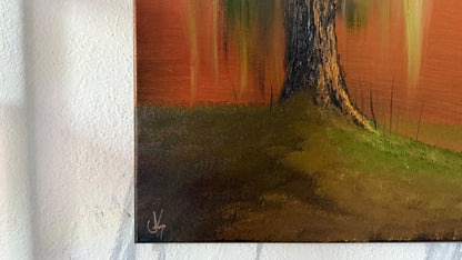 Painting #2061 - 16x20" Canvas - Willow Tree Landscape painted 9-18-25